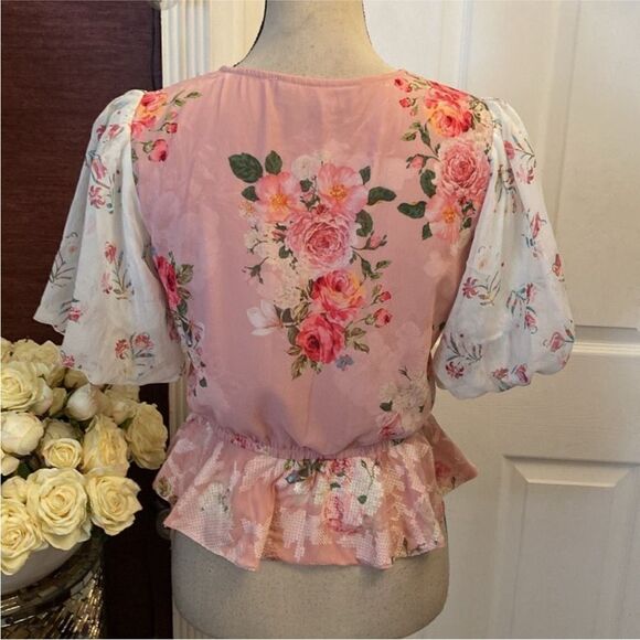 Hemant & Nandita Floral print embroidered top, XS - Picture 7 of 10